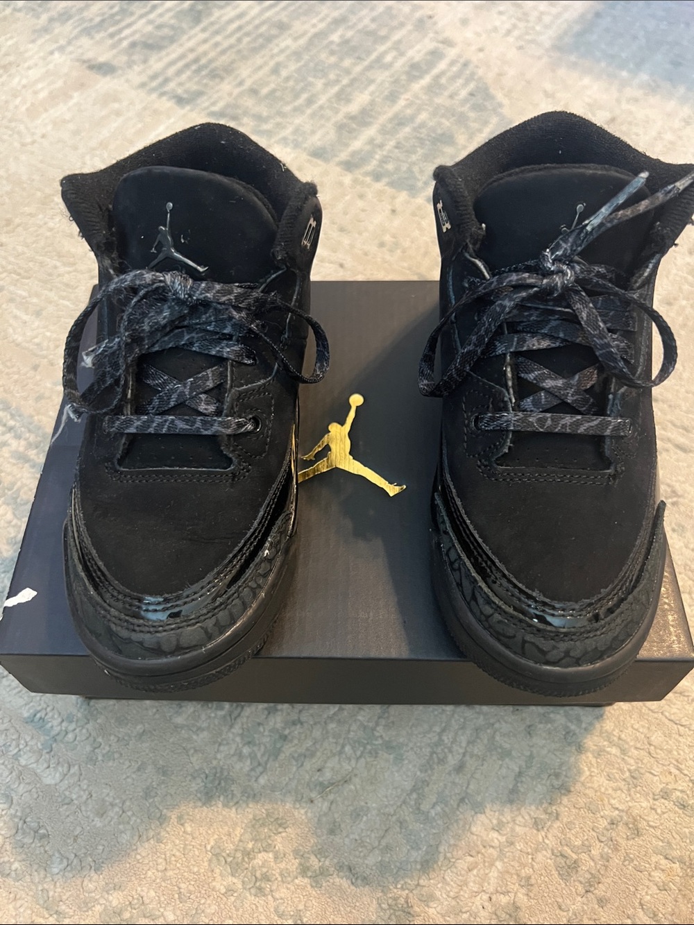 JORDAN 3 RETRO sz 12C kids Black Cat - Picture 2 of 7